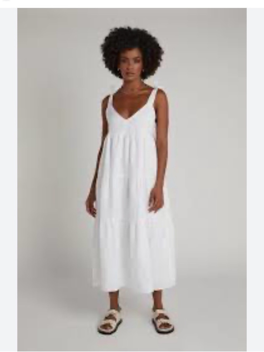 DISSH Ariana White Linen Tiered Midi Sundress 12 Euro Summer Clean Girl Coquette